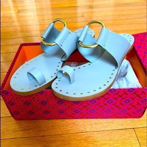 Tory Burch Ravello Studded Sandals In Cloud Blue - Size 8.5.